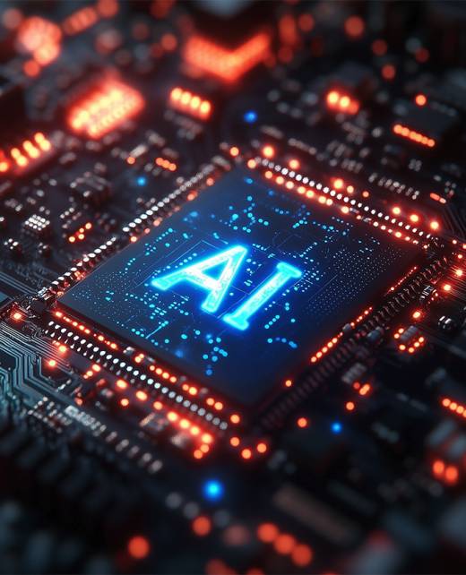 شريحة كمبيوتر مطبوعة عليها الذكاء الاصطناعي